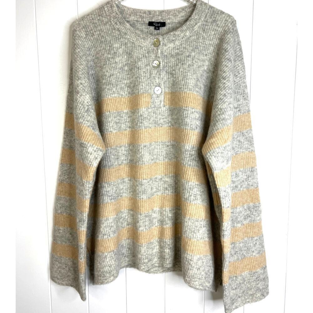 Rails Alicia Sweater in Gray/Tan Striped NWT Size‎ 2X